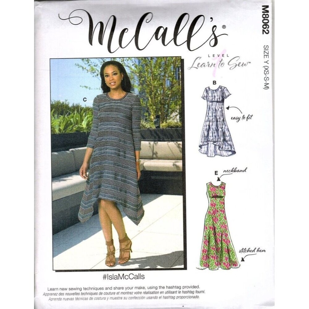 McCall's M8062 Misses XS to M Pullover Dress Learn to Sew Uncut Sewing Pattern